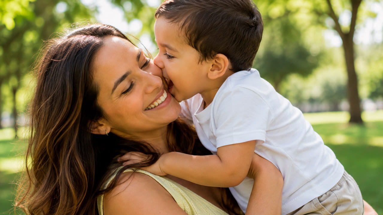 Mãe com seu filho no colo para ilustrar o artigo sobre Nódulo de Endometriose