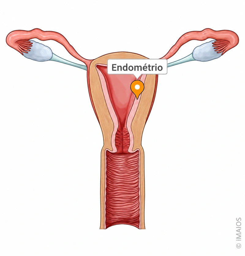Esquema do endométrio para compreender como a endometriose gera sintomas.